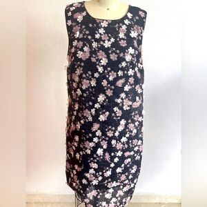 Karl Lagerfeld Paris - size 10 - Floral sleeveless dress in black & soft pink